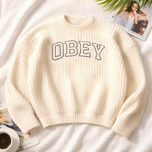 Obey Women's Ivory Crew Neck Sweater